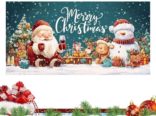 Bannière de porte de garage de Noël – Affiche de décoration de vacances en plein air, décoration murale de, toile de de vacances en plein air pour le Nouvel An, accessoires photo et déco