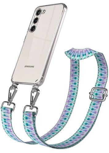 EAZY CASE Handykette - Verstellbares Taschenband kompatibel mit Galaxy S23, Schulterriemen, Handykordel mit Silikon Hülle, Umhängetasche, Einhorn Silber
