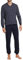 Schiesser Herren Lang Mit Bündchen - Nightwear Set Zweiteiliger Schlafanzug, Dunkelblau_159618, 58 EU
