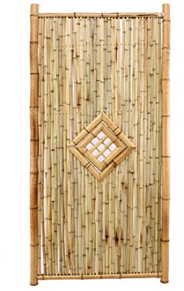 Bambuszaun TEN New Line3 180 x 90cm mit Fenster, Füllung und Rahmen aus Bambusrohren - Bambus Sichtschutzelement Sichtschutzwand 1,8m x 0,9m