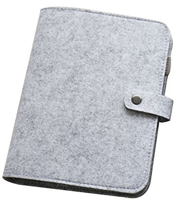 Filz-Hülle, A5/A6, lose Blätter, nachfüllbar, 6 runde Ringbucheinbänder, ohne Innenseiten, für exquisite Handschrift, Schule, Büro A5 hellgrau