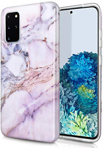 JAHOLAN Galaxy S20+ Hülle Handyhülle TPU Silikon Weiche Schlank Schutzhülle Handytasche Flexibel Case Handy Hülle für Samsung Galaxy S20+/S20 Plus - Marmor Glitter Sparkle Purple Pink
