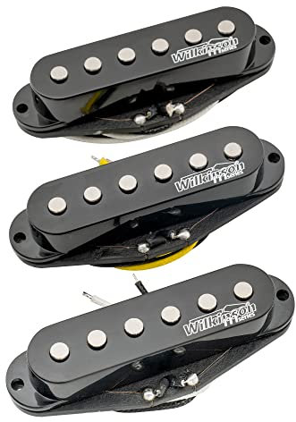 Wilkinson Série M High Output Alnico 5 Strat Micros Simple Bobinage Pickups pour Guitare électrique Stratocaster, Noir(Set de 3)