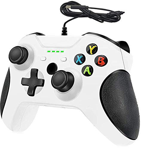 Hovlia Wired Controller for Xbox One, Wired Xbox one USB Gamepad Controller Compatible with Xbox One/S/X/PC Windows 7/8/10 with 3.5mm Headset Audio Jack(White)
