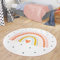 TT Home Teppich Kinderzimmer Kinderteppich Babymatte Regenbogen Motiv Mit Herz Design, Farbe:Creme, Größe:80 cm Rund