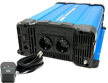 SOLARTRONICS FS1500DR Spannungswandler 24V 230V 1500 Watt - Reiner Sinus Wechselrichter 24V auf 230V für Wohnwagen & Wohnmobil - 3000W Spitzenleistung - mit Schuko, USB Anschluss & Fernbedienung