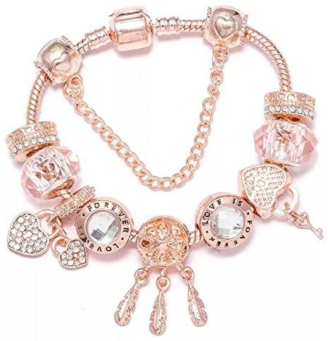 FZSWD Rose Gold Forever Love Charm Armbänder Armreif Fit Feines Armband Für Frauen Weihnachtsschmuck Geschenk