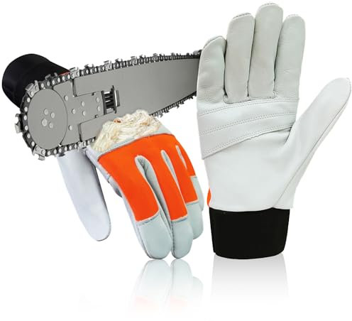 Intra-FIT Kettensägen-Schutzhandschuhe EN ISO 11393-4 aus Leder mit Handschutz, Forst Schnittschutzhandschuhe für Motorsäge (Linkshandschutz, XL)