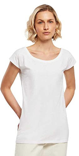 Build Your Brand Bb013-ladies Wide Neck Tee, T-Shirt Donna, Bianco, M