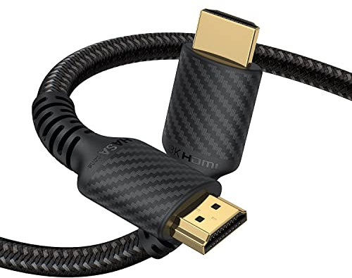 HASA zone 48Gbps HDMI Cavo 1 Metri, 10K 8K 4K Cavo HDMI 2.1 Certificato, 8K@60Hz 4K@120Hz 144Hz HDCP 2.2 & 2.3 4: 4: 4 eARC HDR10, Cavetto HDMI Arc Nylon Intrecciato 【Con Rapporto di Prova】