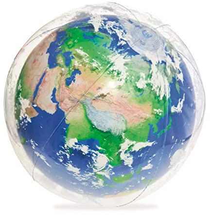 Acan Tradineur - Pelota Hinchable con diseño del Planeta Tierra para Playa o Piscina, válvula de Seguridad, diámetro 61 cm.