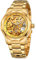 BOLYTE Armbanduhr Herren Analog Automatik Edelstahl Mechanische Skelett Männer Uhr Glas Rückseite, 8240 - Gold