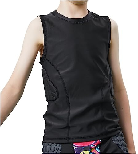 Chemise de protection rembourrée sans manches pour jeunes enfants - Maillot de hockey et de baseball - Équipement de paintball - Coussinets de protection pour filles YM