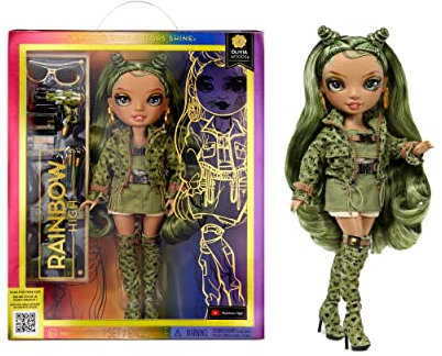 Rainbow High Fashion Doll – OLIVIA WOODS - Camo Green Doll – Fashionable Outfit & 10+ Colourful Play Accessories - For Collectors and Kids Ages 4-12 Years