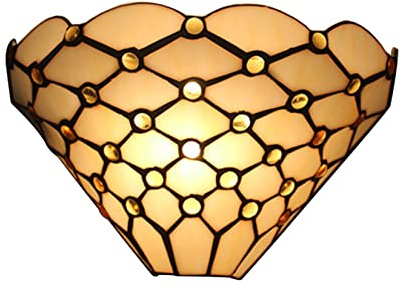 BOTOWI Barocke Wandleuchte aus Kristallperlen Wandleuchte aus Buntglas im Tiffany-Stil Mediterrane Vintage-Wandlampe für Flur, Schlafzimmer, Wohnzimmer, 10.6× 7.5