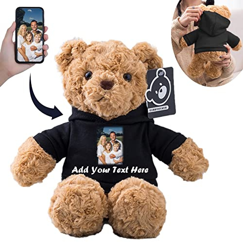 Personalisierter Teddybär mit Foto Text für ValentinsGeschenke für ihn Geschenke für Frauen Weihnachten Geburtstagsgeschenk ValentinsGeschenke für sie ihn Besondere ValentinsGeschenkee (26cm)