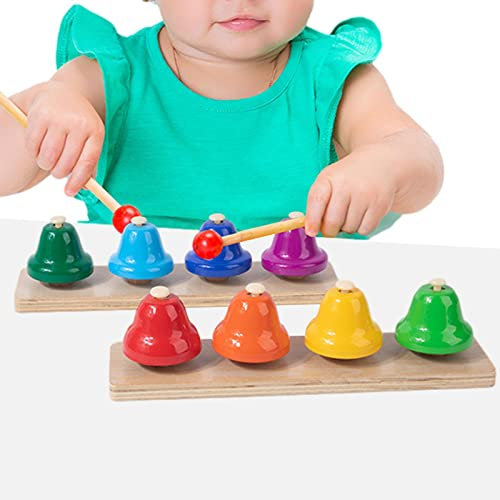 Bexdug 8-Noten-Handglocken für Kinder - Bunte diatonische Metallglocken Musikspielzeug Percussion für Kinder | Natürliches, umweltfreundliches, Musik-Se, 8-Ton-Glocke, rotierende Rassel