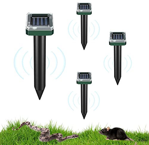 Repellente ultrasuoni per Talpe, 4 Pezzi, Dissuasori per Talpe, Repellente per Scaccia Talpe, Scacciatore di Ratto Repellente Solare per Talpe Repellente per Anti Talpe, Dissuasore per Talpe