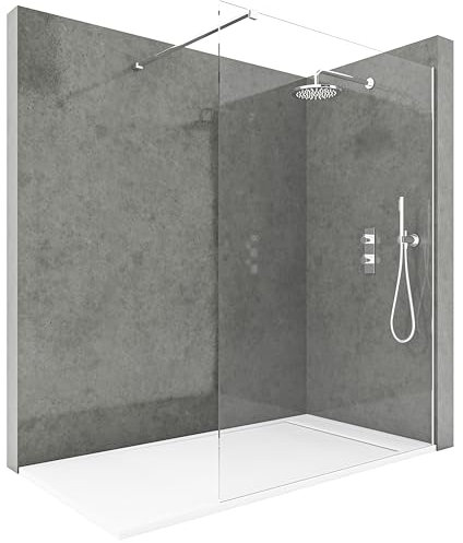 NEBADOON Mampara Ducha Fija - Mamparas de Ducha Fija con Cristal Templado 8 mm – Cristal Transparente con Tratamiento Antical - Perfilería Plata Brillo – 98 a 100 cm (Ancho Adaptable) x 200 cm (Alto)