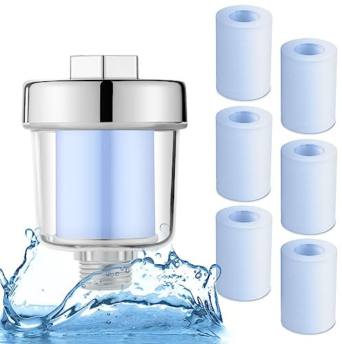 Filtro Doccia Universale, RUNEAY Filtro Anticalcare Doccia con 6 Sostituire l'elemento Filtro, Universale Filtro Anticalcare Doccia, Filtro acqua Doccia, Filtro per Doccia o Rubinetti