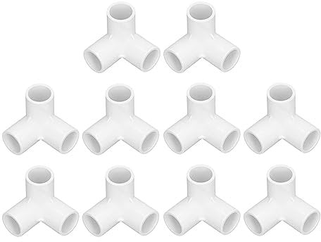 Raccordi in PVC per tubi in PVC, raccordi in PVC, connettori in PVC a T in PVC a 3 vie, 10 raccordi per tubi a 3 vie in plastica PVC ad angolo retto, connettore angolare a T da 20 mm di diametro