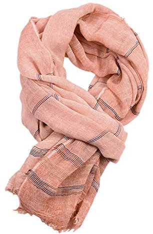 Kangqifen Unisex Gestreifter Weich Warm Großer Baumwoll Leinen Schal 190 * 90 cm Rosa
