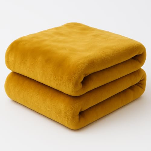 Dreamcatcher Luxurious Gold Faux Fur Throw Blanket 160 x130cm, Large Blankets and Throws Fleece Blanket, Ideal Fluffy Blanket for Sofas, Beds, Chairs and Couch