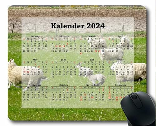 YENDOSTEEN Mauspad mit Kalender,2024,Heller Fächer lässt grüne Strahlen Fallen Mauspad für Laptop,Computer,Büro,Schreibtischzubehör