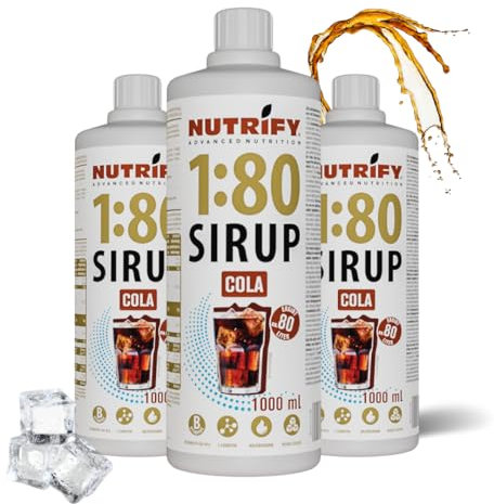 NUTRIFY Vital Fitness Drink 1:80 Sirup 3x 1 L Vorteilsset - Cola, Getränkekonzentrat mit Vitaminen und L-Carnitin zuckerfrei - ergibt 240 Liter Sportgetränk kalorienarm 3er Pack, 3x 1000 ml
