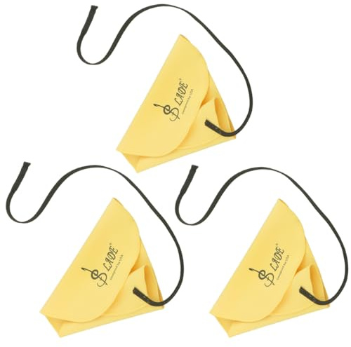 3Pcs Flöte Reinigungstuch für Innenrohr, Klarinette Swab Cloth, A-förmiges Design Reinigungsset Tuch für Piccoloflöte, Sax Saxophon, Musikinstrumente (Gelb)