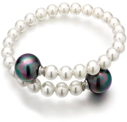Armband Damen, DUO, Silber 925, Organische Perlen aus Mallorca 6 und 12 mm, Verstellbar 17-23 cm