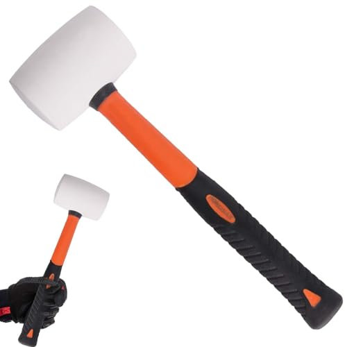 Gummihammer Weiß: 600g Naturkautschuk Hartgummihammer, 55mm Gummi Hammer Pflasterhammer mit Rutschfestem Griff, Hartgummihammer Allround Schonhammer für Indoor und Outdoor