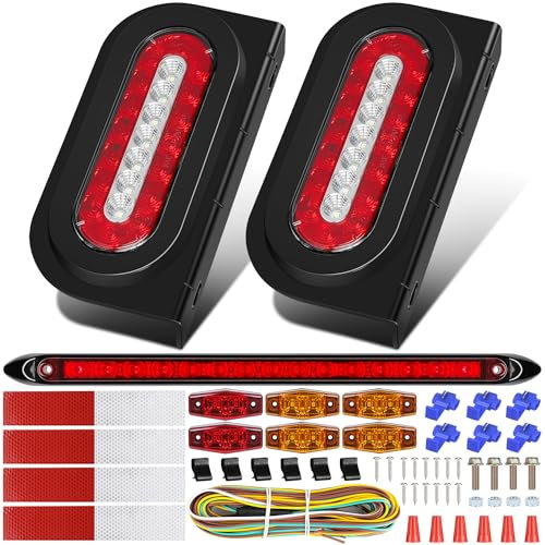 RONSTA 15,2 cm ovale LED-Anhängerleuchten mit Montagehalterungen, Lichtleiste und Verkabelung, 2 wasserdichte Bremslichter und Rücklicht, weiß, für Boot, Wohnmobil, LKW, Schneemobil