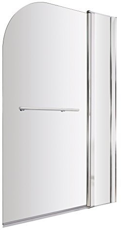 Balterley Paroi de douche d'angle rond pour baignoire avec porte-serviette, écran de porte de sécurité renforcé de 6 mm, pivot à 180°, double panneau réversible (chromé) 998 x 1433 mm