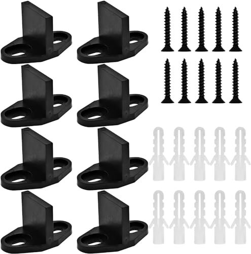 8 Pack Barn Door Floor Guides, T Shape Guides Floor Mounted Easy Installation Bottom Track Guides for Barn Closet Doors and Bypass Pocket, Black
