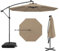 RELAX4LIFE Parasol Déporté 3x3M LED à Énergie Solaire, Parasol de Jardin Extérieur avec Pied Incus, Parasol Inclinable Imperméable à 8 Baleines, Protection UV pour Terrasse Patio Plage (Marron)