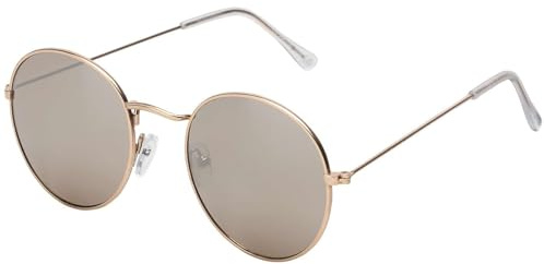 BEZLIT Runde Retro Sonnenbrille Damen Herren UV400 – Metallrahmen Gold/Schwarz – Klassische John-Lennon Style Brille mit Polycarbonat-Gläsern