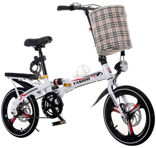 Kcolic Faltrad Umwerfer Klappbares Citybike, Aluminiumrahmen, All Terrain Sport Commuter 16/20 Zoll Fahrrad mit Lampe B,16in