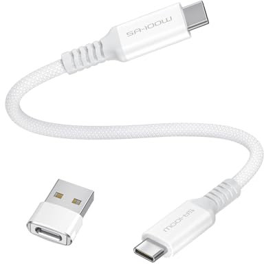 Basesailor Cable USB Tipo C a C 100W 0.3M con Adaptador,Cable Cargador Carga Rápida PD para iPhone 16 15,MacBook,iPad Pro 10 11 Mini 6 7,Air 4 5,Samsung Galaxy S22 S23 S24,Z Flip Fold 4 5,Steam Deck