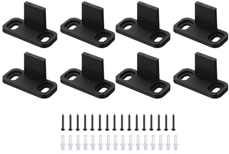 sourcing map 8pcs Barn Door Floor Guide, POM Universal Sliding Barn Door Hardware, Flat Bottom Track Guide Swing Stopper Fit for Bypass Closet Pocket Doors Non-Slotted Floor Guide, Black