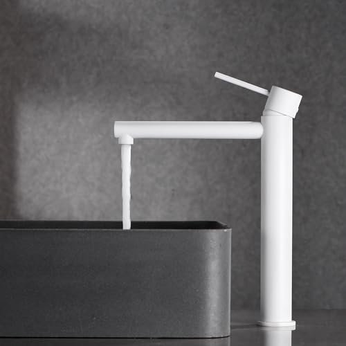 Imex Milos Stick Robinet mitigeur de lavabo à bec haut Blanc mat