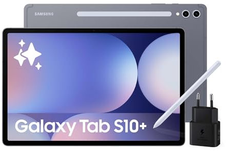 SAMSUNG Galaxy Tab S10+, Tablet AI, Display 12.4 Dynamic AMOLED 2X, Wi-Fi, RAM 12GB, 512GB, 10.090 mAh, Android 14, IP68, Gray, [Versione italiana] 2024, Caricabatterie 45W