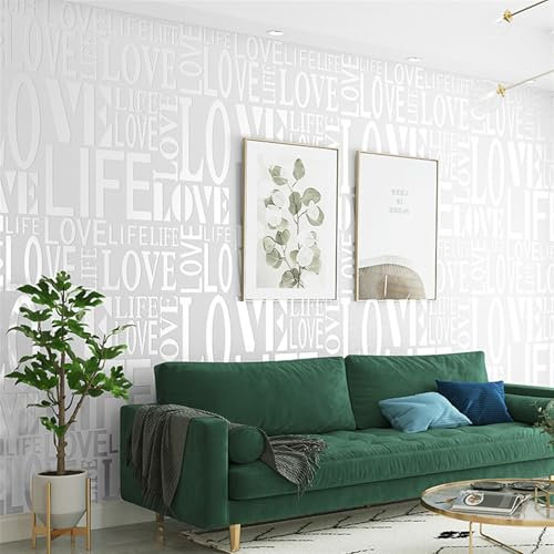 DLUCCA Tapete mit englischen Buchstaben, Hintergrundbild for Bekleidungsgeschäfte und Damenbekleidungsgeschäfte (10 x 53 cm)(Silver White)