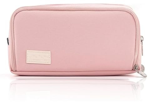 Mmgoqqt Großes Federmäppchen, 1 rosa Federmäppchen, Aufbewahrungstasche, Schreibwaren-Federmäppchen, Schreibwaren-Bleistifttasche für Büro, geeignet für Mädchen und Jugendliche, rose, Federmäppchen