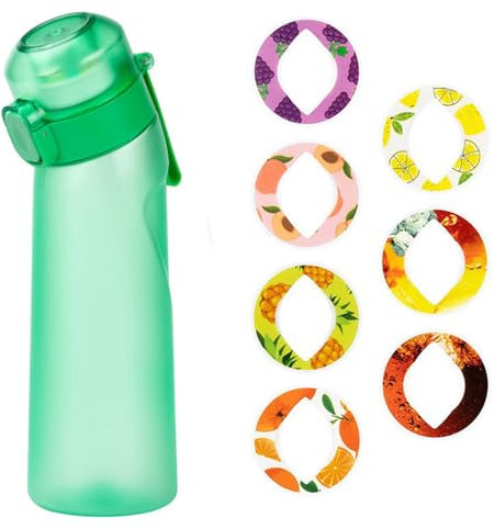 Luft Wasserflasche Trinkflasche 650ml Sport Air Wasserflasche mit Pods Trinkflasche mit 7 Geschmack Pods BPA Frei zum Laufen und im Fitnessstudio (A)