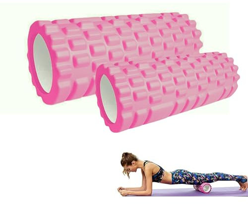 2ud Rodillo Masajeador. Rodillo de Espuma para Terapia y Masaje Muscular. Rodillo de Pilates y Yoga. Fitness Foam Roller. Cilindro de Gomaespuma Alivio Dolores y Entrenamiento (33x14cm/ 30x9cm)