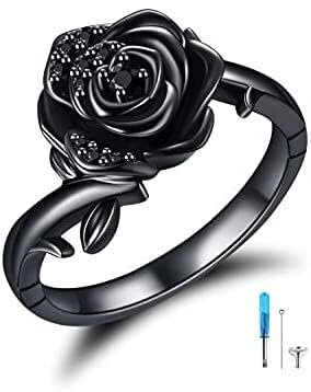 VENACOLY Bague funéraire en forme de fleur de rose pour cendres pour femme en argent sterling 925 - Bague de crémation - Cadeau pour femme (8), Argent sterling, Aucune pierre précieuse