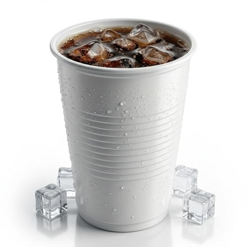 KURTT, Einweg Plastikbecher 200ml - Trinkbecher, Einwegbecher optimal geeignet für Camping, Picknick oder Festival - Kunststoffbecher verwendbar als Camping Becher, Party (3000, Weiß)