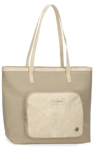 Pepe Jeans Jana, lässige Reisetaschen, blau und beige, aus Polyester und Kunstlederdetails von Joumma Bags, beige, Talla única, Tragetasche