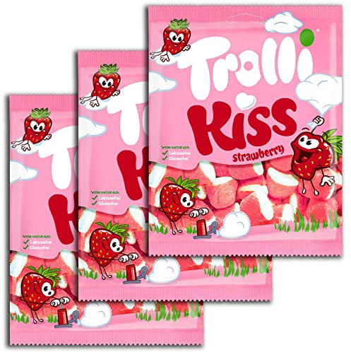 3 er Pack Trolli Strawberry Kiss 3 x 150g Fruchtgummi Schaumzucker